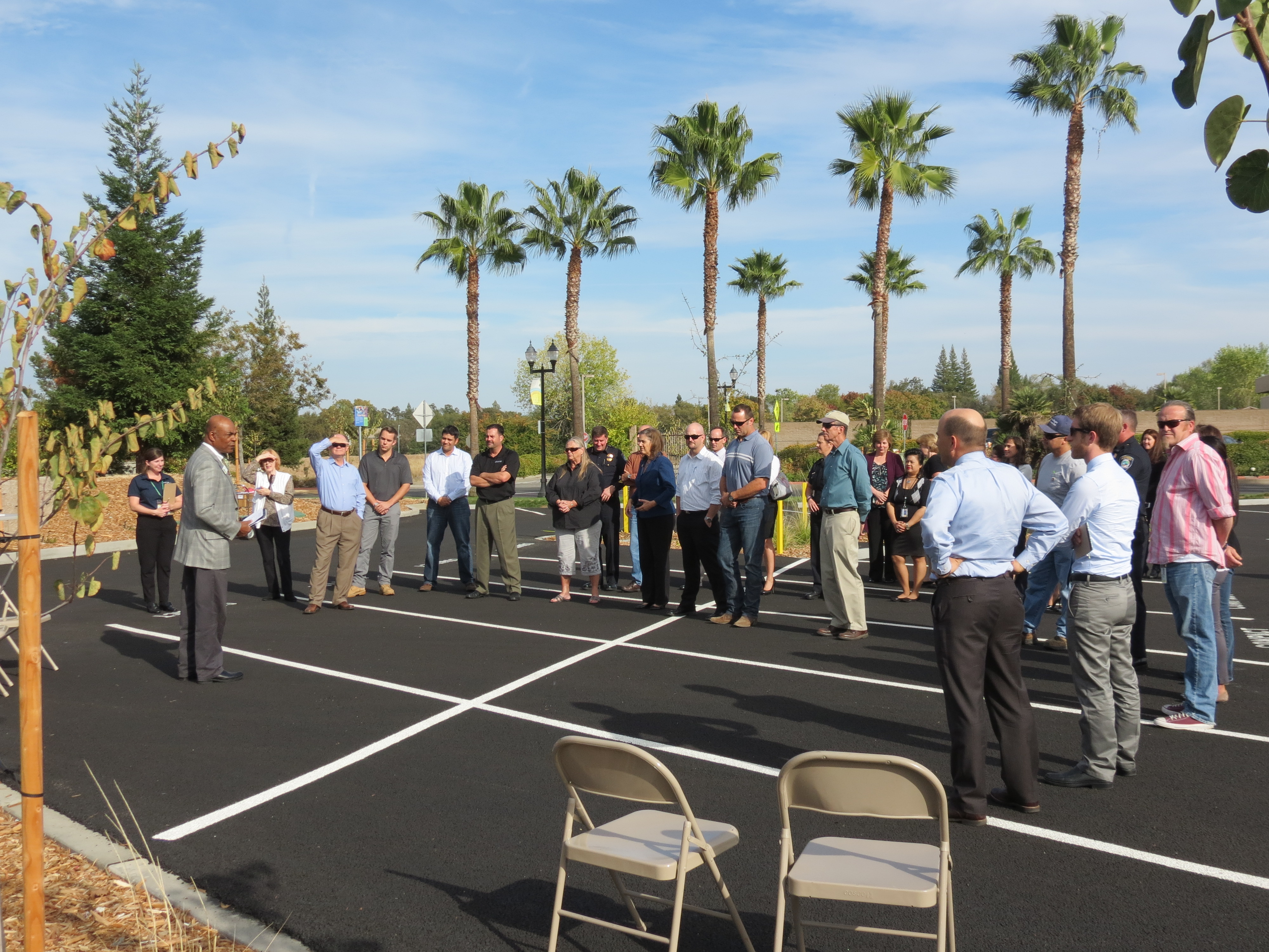 Gathering for the ribbon cutting ceremony